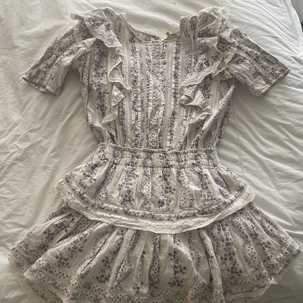 LoveShackFancy White Ruched Tiered Sundress